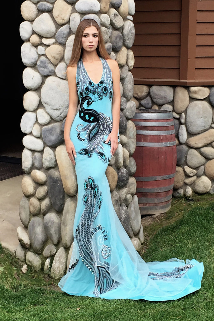Embellished - Sleeveless hand beaded Crepe Gown