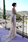 Embellished - Sleeveless hand beaded tulle Gown